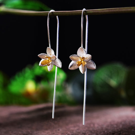 Sterling Silver Blooming Flower Drop Earrings