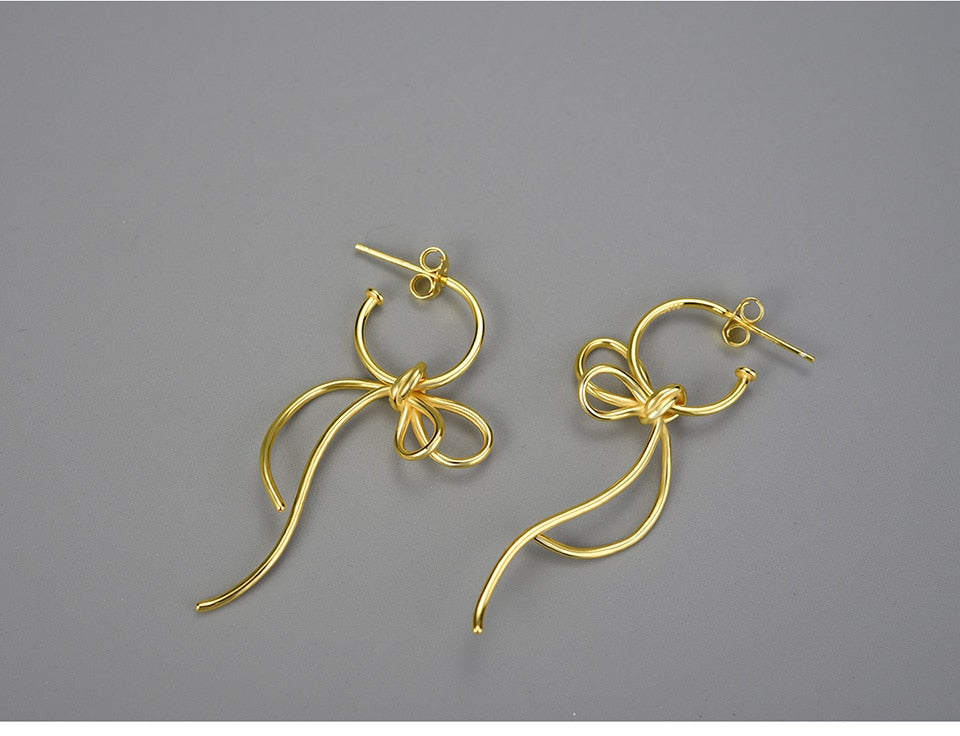 18K Gold Knot Long Tassel Dangle Earrings