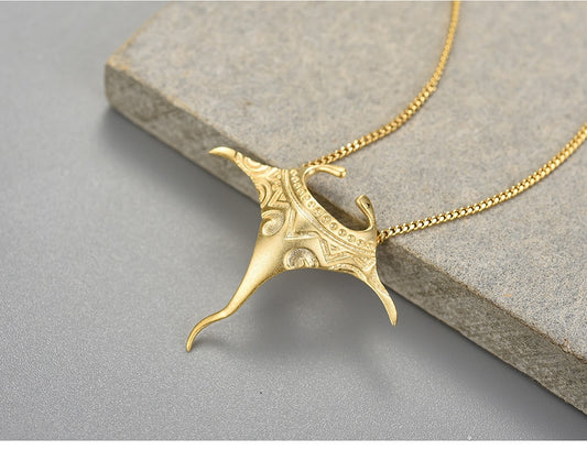 Sterling Silver Manta Ray Fish Pendant 18K Gold Chains and Necklace for Women