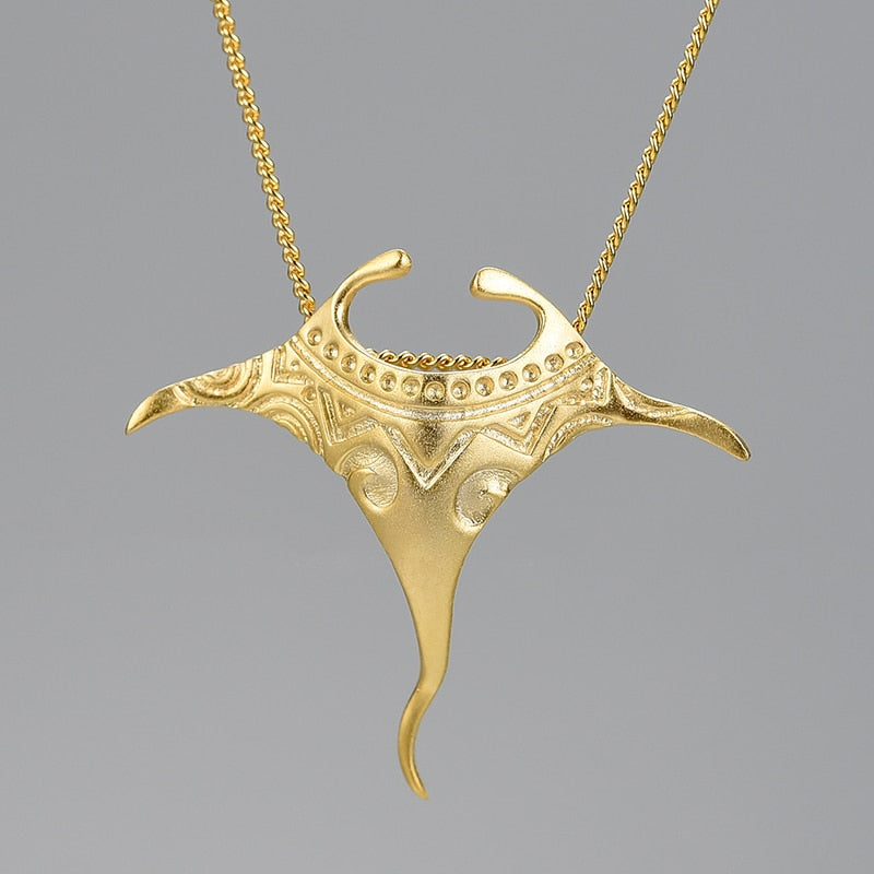 Sterling Silver Manta Ray Fish Pendant 18K Gold Chains and Necklace for Women