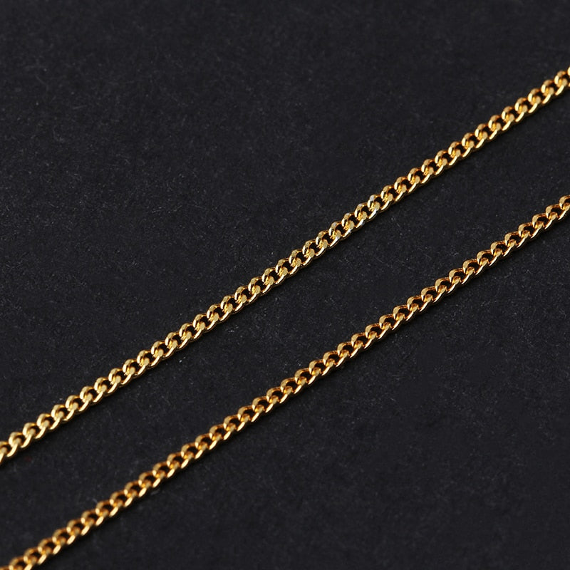 Sterling Silver Necklace Fine Jewelry 18K Gold Classic Easy Match Chain without Pendant for Women Accessories