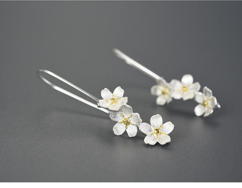 Forget-me-not Flower Long Dangle Earrings