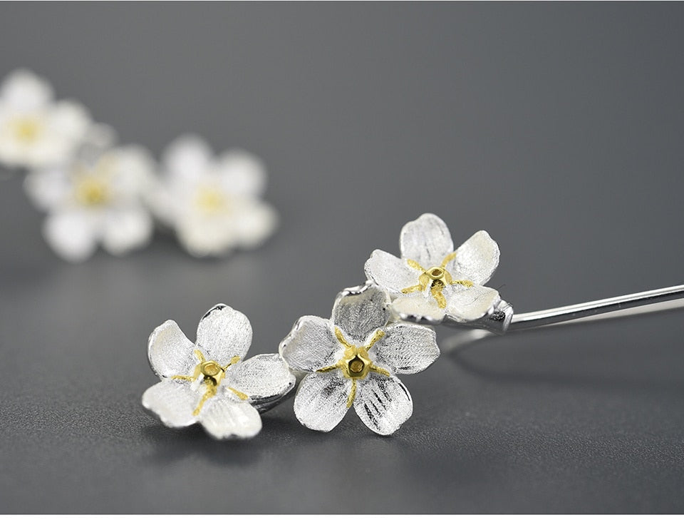 Forget-me-not Flower Long Dangle Earrings