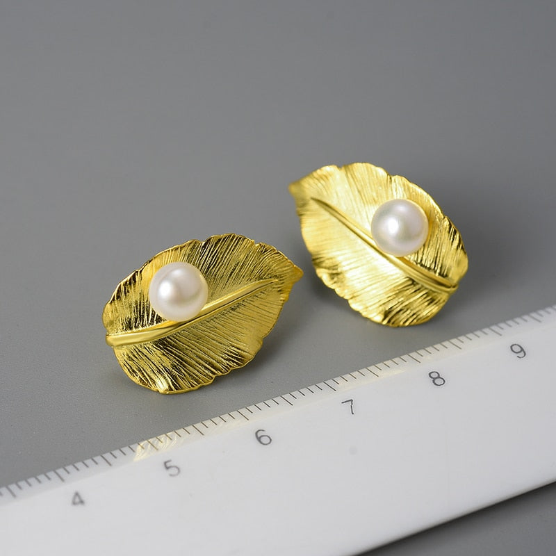 18K Gold Leaf  Stud Earrings