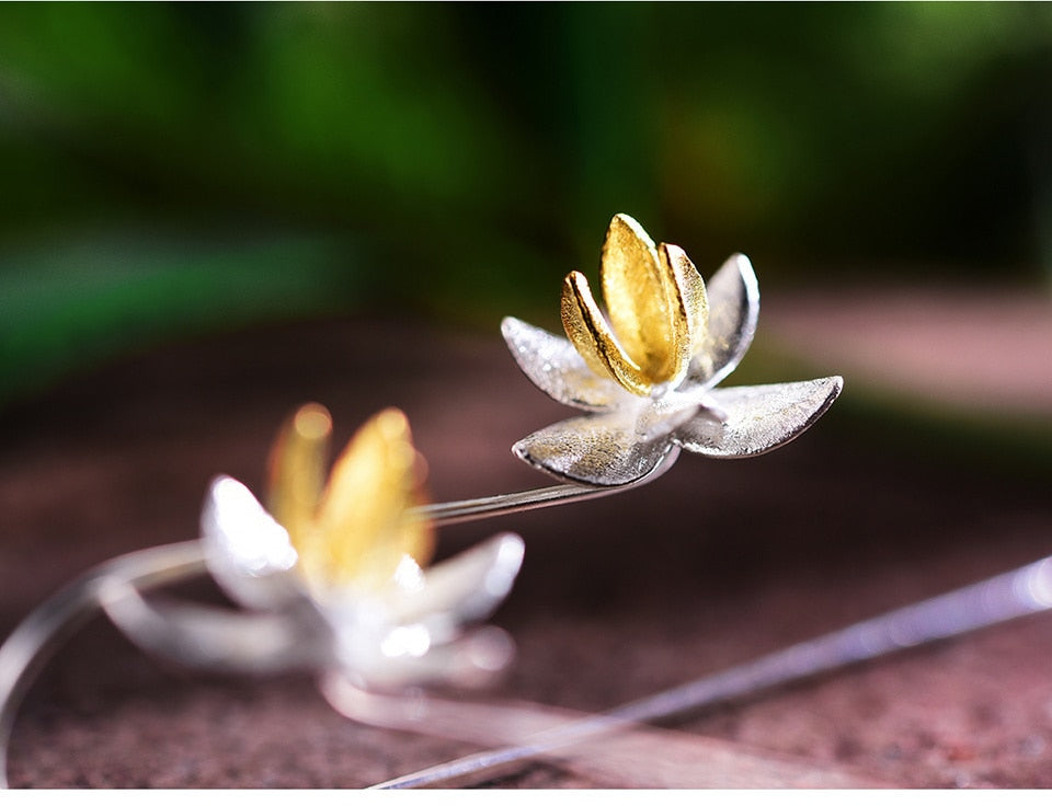 Sterling Silver Blooming Flower Drop Earrings